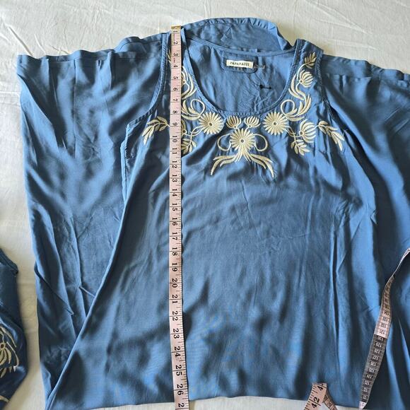 NWT Paparazzi Blue Embroidered Maxi Dress & Kimono Boho Cover-Up S/M  RN#105556 - Picture 8 of 10